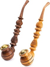 Dr. Watson - SET of 2 Wooden Tobacco Pipes, Churchwarden, Natural Wood, Handmade picture