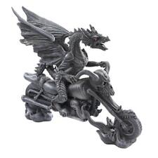 Medieval Gothic Skeleton Chopper Motorcycle Dragon Rider Biker Sculpture picture