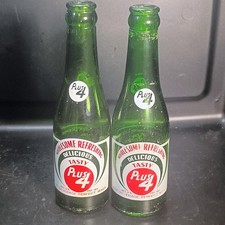 2 Vintage 1960s Wholesome Refreshing Delicious Tasty Plus 4 Green Soda Bottles picture