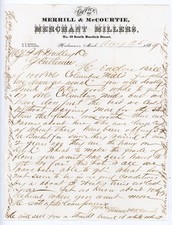 1869 Merrill & McCourtrie Merchant Millers Letter Kalamazoo MI Columbus Mill F picture