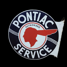 PORCELIAN PONTIAC SERVICE ENAMEL SIGN SIZE 18X18 INCHES 2 WITH FLANGE picture