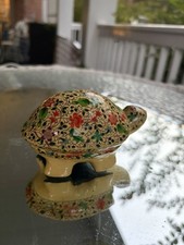 Beautiful Vintage Hand Painted, Wooden Turtle Trinket Box made in India picture
