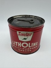 Vintage Sinclair Litholine Multi-Purpose Grease Can Unopened W/Key Dinosaur picture