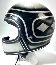 Vtg Grant RG-9 Full Face Motorcycle Helmet  Silver Metal Flake Diamond Graphics picture