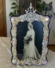 Rhinestone  Jeweled Aurora Borealis/Clear Embellished Ornate Photo Frame picture