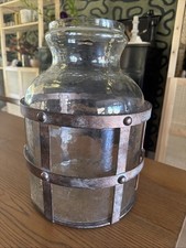 Vintage Hand Blown Clear Caged Glass Vase 14