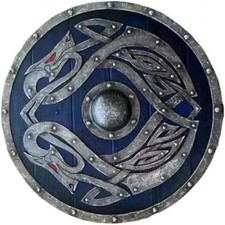 Handcrafted 24'' Medieval Viking Shield for Battle Round Shield Soldier Warrior picture