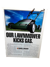 1994 Black & Decker Cordless Lawn Mower Vintage Print Ad Kicks Gas picture
