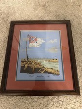 Vintage Fort Sumter 1861 Framed Cross Stitch Civil War Needlepoint Artwork picture