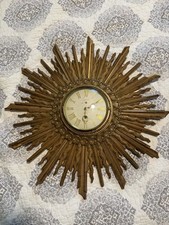 Syroco Sunburst Wall Clock Vintage Mid-Century Modern 20 Inch picture