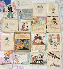 Antique Vintage lot of 1920s Birthday Greeting Cards Mostly Childrens picture