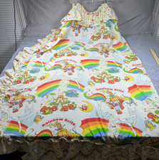 Vintage Rainbow Brite White Bed Sheet 1983 Hallmark Cards Colorful 44x58 Inches picture