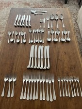 Vintage English Sheffield, Cooper Bros (?), 55 Pc Queen Anne/Rat Tail Stainless picture