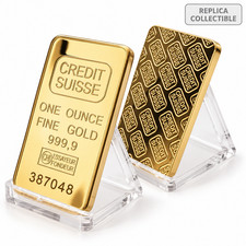 24K Gold Plated Replica Bullion Bar Swiss Style Collectible picture