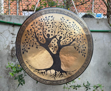 Handcrafted 20 inch Tree of Life Gong – Sacred Sound Artistic Temple Bells picture