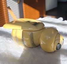 Vintage MCM Ceramic Honey Bee Shaped Serving Bowl, Dish W Spoon Kitchen Decor  picture