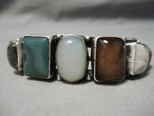 EXCEPTIONAL VINTAGE NAVAJO HEAVY THICK STERLING SILVER BRACELET CUFF OLD picture