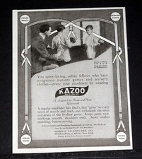 1920 OLD MAGAZINE PRINT AD, KAZOO SUPENDERS, FOR SPORT LOVING ACTIVE FELLOWS picture