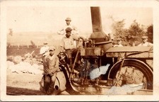 African American Workers Beside Old Steamroller RPPC Real Photo Postcard 4P23-1 picture