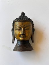 1900s Antique Indian Bronze Buddha Head Sculpture Buddhist Statue Figure Museum picture