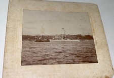 Rare Antique American Battleship USS Indiana Dewey Naval Parade Cabinet Photo NY picture