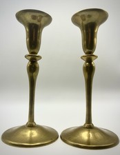 Vintage Brass Candlesticks Pair | Mid Century Modern | 7.5” Tall picture