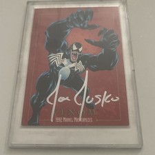 Skybox 1992 Marvel Masterpieces Card #97 VENOM Signed by JOE JUSKO in Silver Pen picture