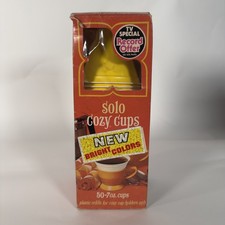 SOLO Cozy Cups Vintage 1970s 50 7oz Plastic Refills Yellow Retro Coffee Cups picture