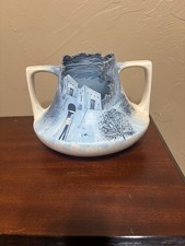 Native American Southwestern Clay Vase Adobe Pueblo Blue picture