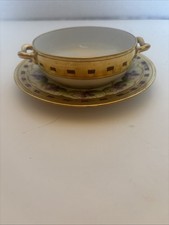 RARE Pickard Antique Hand Painted Cream Soup/saucer With Violets picture