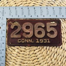 1931 Connecticut License Plate 2965 MOTORCYCLE ALPCA Harley Indian BMW Norton picture