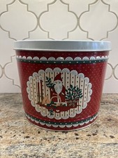 VINTAGE OLD CHRISTMAS Santa LARGE TIN CAN BERTELS CAN CO. htf picture