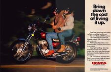 1982 Honda Motorcycle TWO PAGE Print Ad Man Woman Riding Bring Down The Cost picture