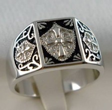 Knights Templar Crusader Crest Shield mens ring 316 stainless steel size 8 T32 picture