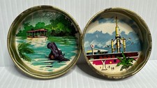 2-Vintage 1960s Disneyland Metal Cocktail Serving Drink Coaster Tin Disney picture