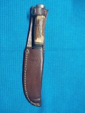 💯vintage robt klaas genuine stag handle fixed blade knife w/o leather sheath picture