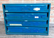 Large Compartmented-Box STEEL Cabinet - 4 Drawer Parts Cases 18x12x3 Latch -USA picture