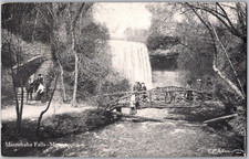 Antique 1915 Postcard Minnehaha Falls Minneapolis MN Minnesota Waterfall Bridge picture