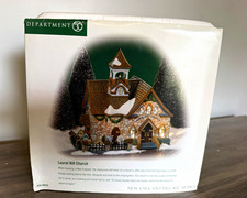 Dept 56 New England Village Laurel Hill Church Illuminated Porcelain Boxed picture