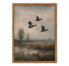 Vintage Mallard Duck Wall Art - Rustic Cottagecore Flying Bird Canvas Print, 12x picture
