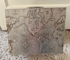 1930’s Arthur Armour Art Deco Aluminum World Map Magazine Rack, 12” X 10” picture
