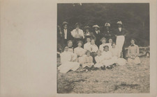 MEN WEARING WOMEN'S HATS FUNNY GROUP PHOTO REAL PHOTO POSTCARD RPPC 1910 picture