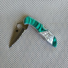 Spyderco Delica Custom Knife Santa Fe Stoneworks Collectible Malachite/MOP picture