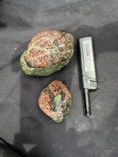 “The Dragon Eggs” Pair | Rare Red & Green Natural River Stones/ Lapidary/Display picture