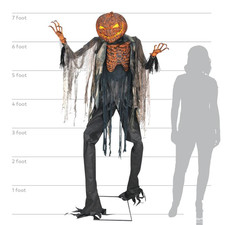 7-Foot Animated Scorched Scarecrow Halloween Prop with Light-Up Jack O' Lantern picture