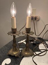 Set Of VTG. small solid brass ornate acanthus French style boudoir accent lamps picture