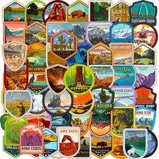 National Park Sticker Decals 63 Pcs Set Adventure Nature Outdoors Travel History picture