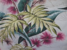AMAZING Vintage 40's Florida Hotel Chic Barkcloth Drape Drapes Raspberry & Lime picture