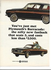 Original 1964  Plymouth Barracuda two page vintage print ad: 