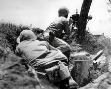 Okinawa Marines Manning Browning 30 Cal MG 8x10 Photo Print WWII HT4136592 picture